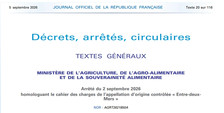 Récapitulatif des dernières évolutions des cahiers des charges des Appellation vins & spiritueux