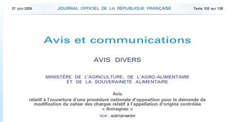 Récapitulatif des dernières évolutions des cahiers des charges des Appellation vins & spiritueux